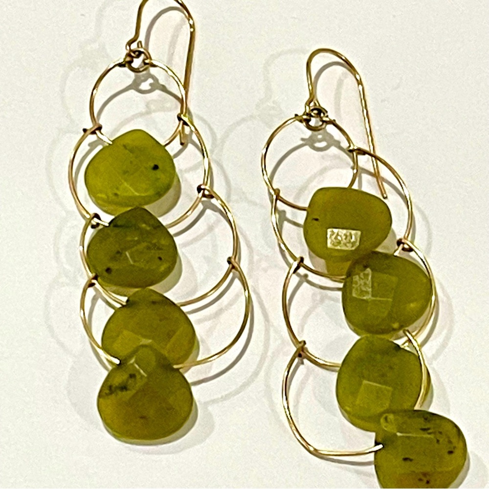 Gorgeous Handmade Green Jade Dangle Earrings.  Vintage from late 90’s.